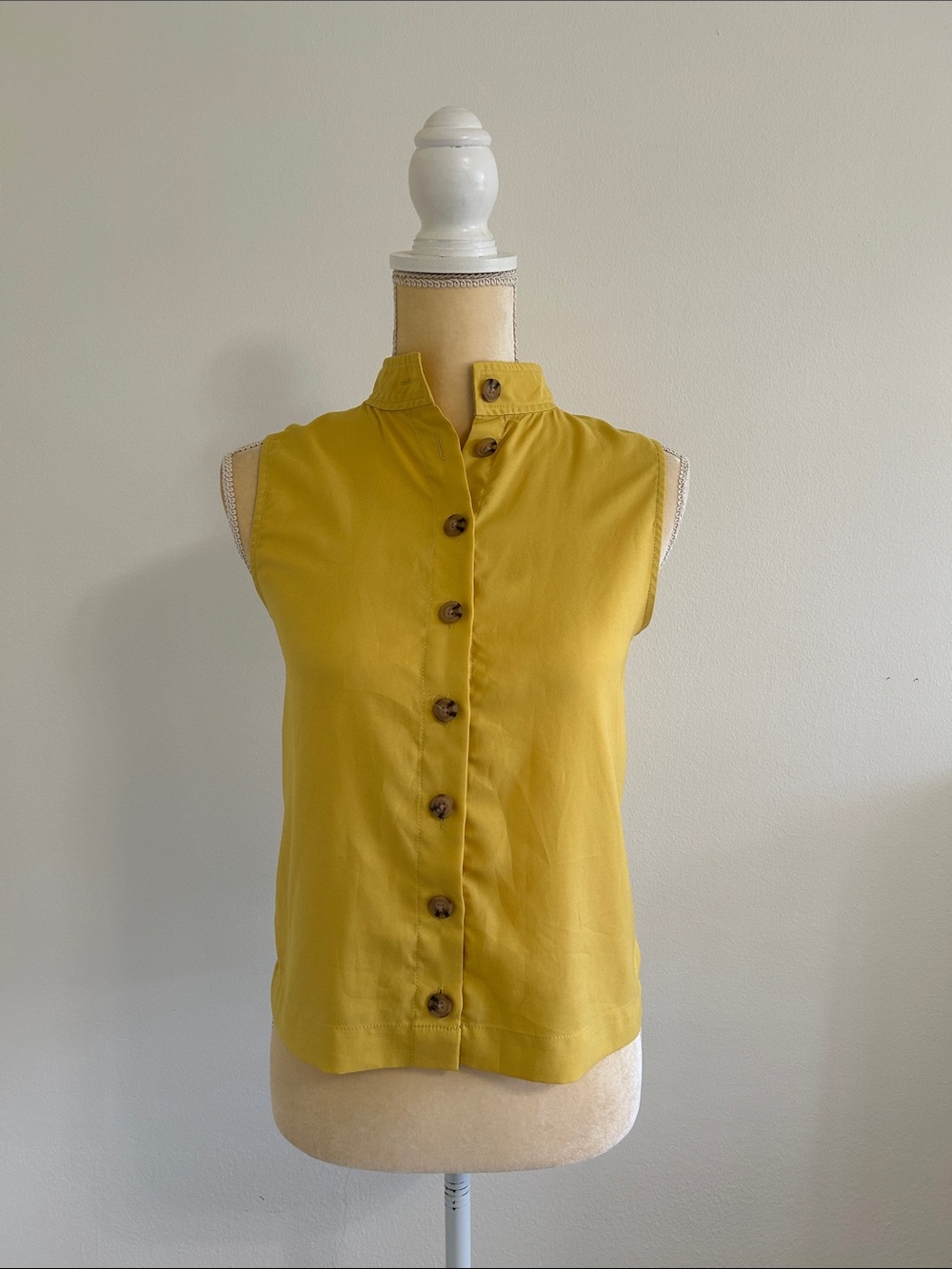 LOFT Sleeveless Button-Down Top in Mustard